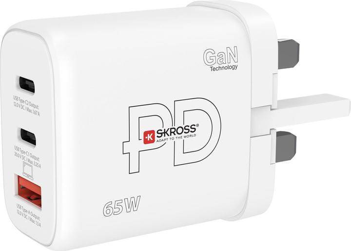 Skross Chargeur de puissance 65W GaN UK (65 W, 3 ports)