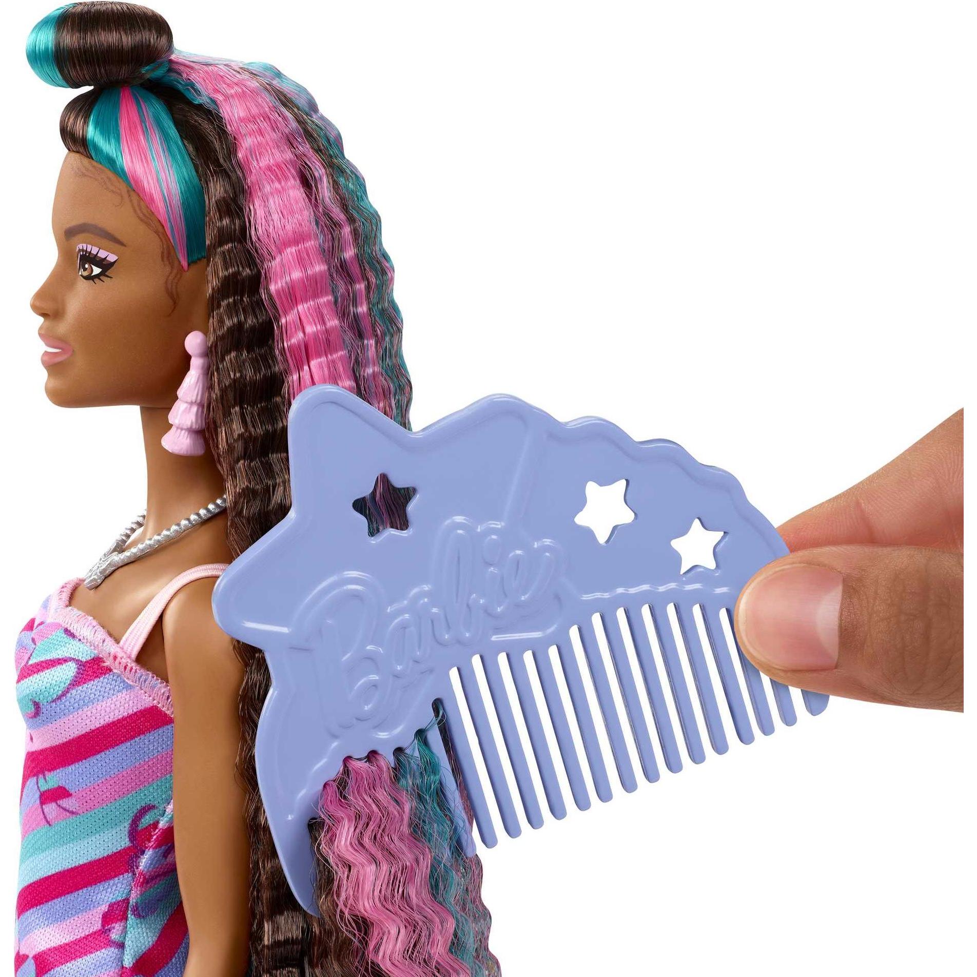 Thumbnail - Barbie Totally Hair Puppe (schwarze Haare) im Schmetterlings-Print Kleid
