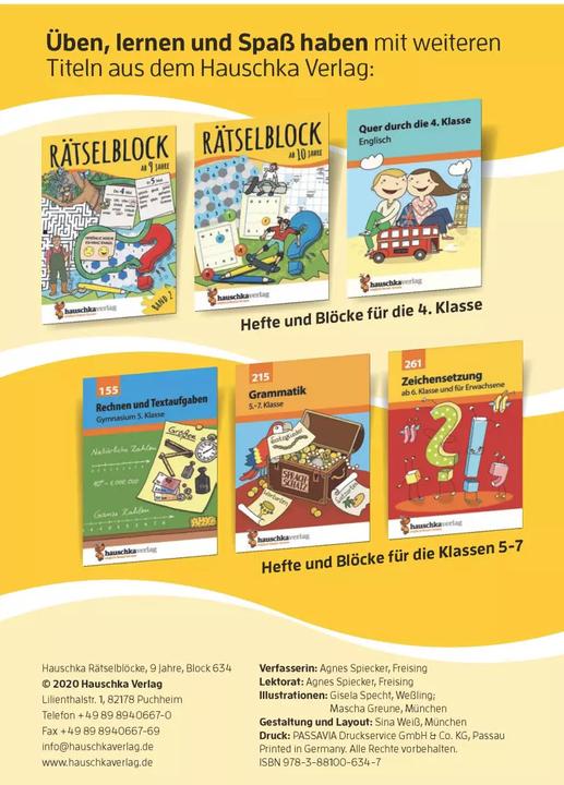 Produktbild Rätselblock ab 9 Jahre (Deutsch, Agnes Spiecker, 2018)