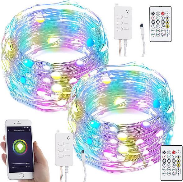 Actual product image Luminea 2pcs RGB LED light wire with music control, wifi and app, USB, 10m (0.09 m)