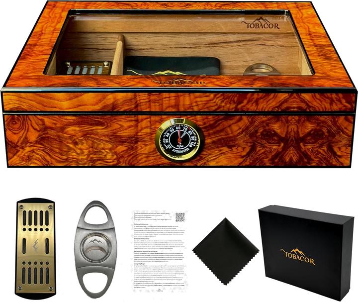 Tobacor Zigarrenhumidor Set mit Zubehör & Geschenkbox, Modellnummer BD-TOB-HC01 (25)