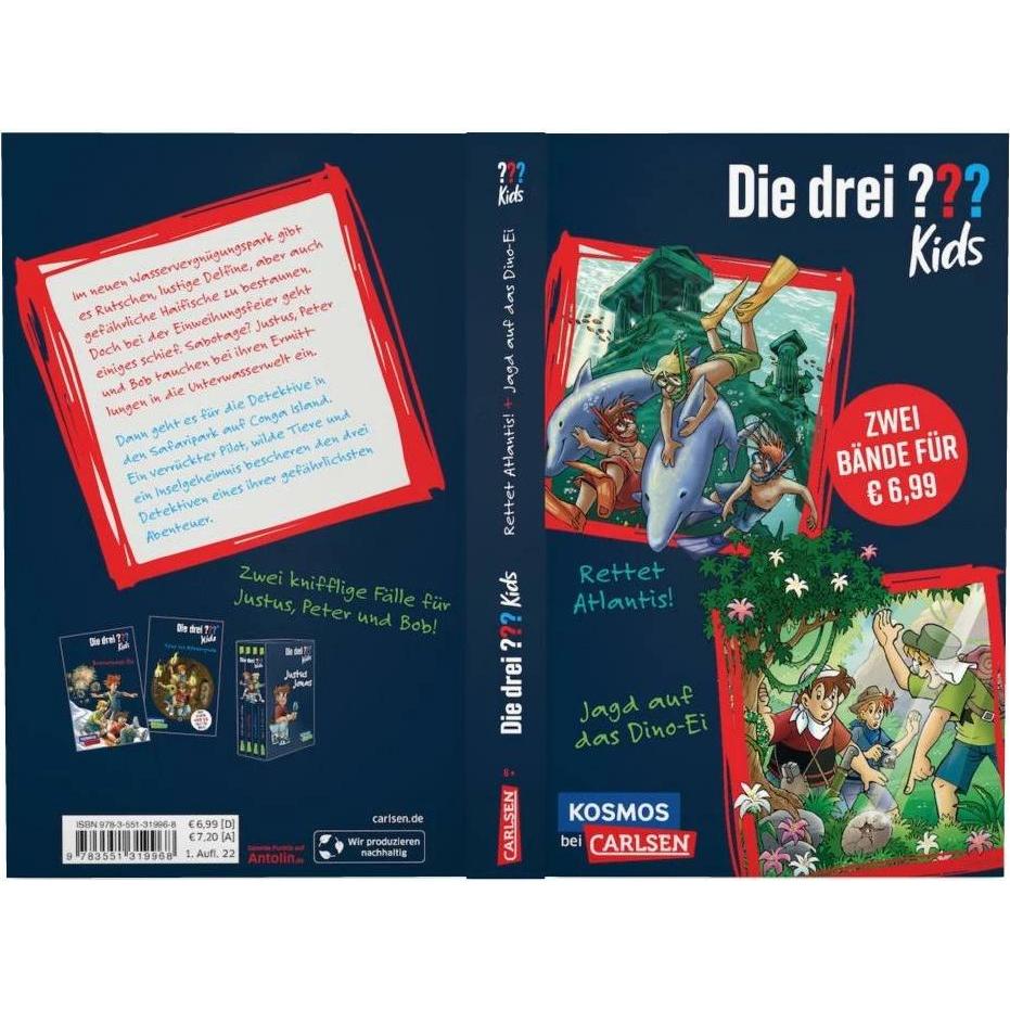 Thumbnail - Die drei??? Kids: Doppelband. Enthält die Bände: Rettet Atlantis! / Jagd auf das Dino-Ei, Kinderbücher von Ben Nevis, Ki...