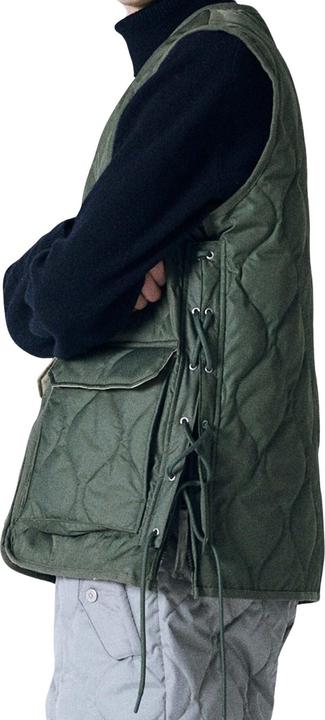 Image du produit Taion Doudoune sans manches militaire à lacets et col en V avec fermeture éclair (L)