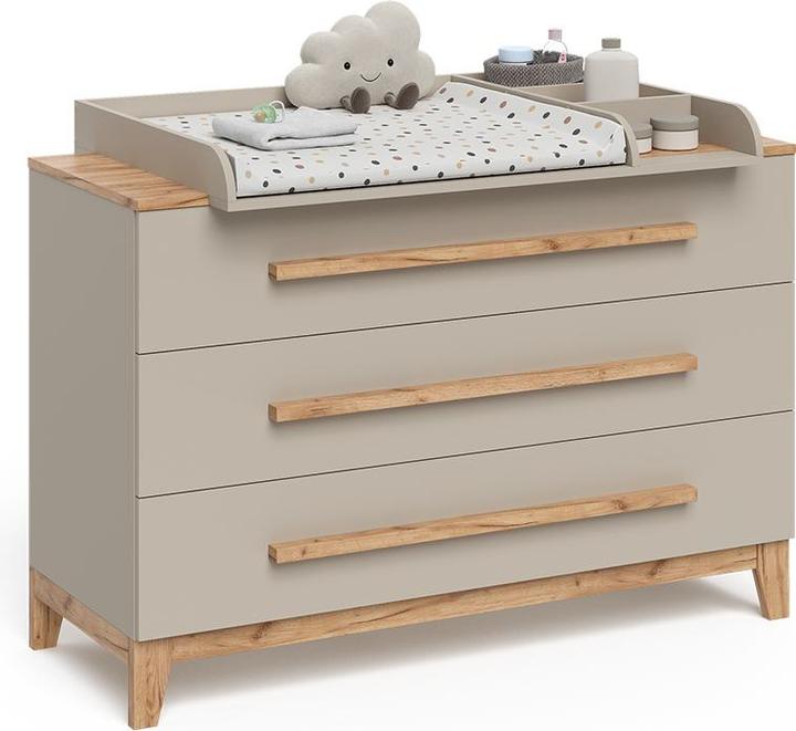 Produktbild VitaliSpa Wickelkommode Malia, Cashmere/Eiche/Artisan, 133.2 x 98 cm mit 3 Schubladen