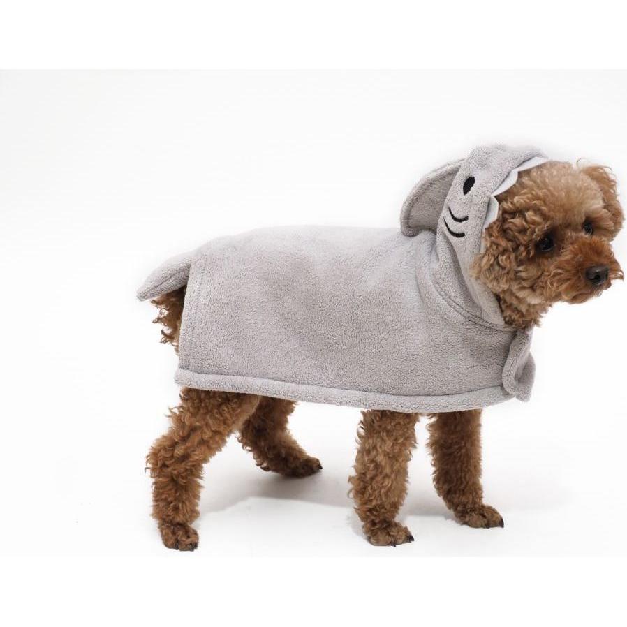 Peppy buddies Bathrobe Shark L, Grey, Size 55 cm - (69727186728) (L, Hundebademantel), Hundebekleidung