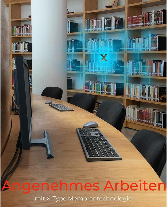 Actual product image KeySonic Full-Size Aluminum Keyboard, Bluetooth® & RF, for Win & macOS (Germany, Wireless)