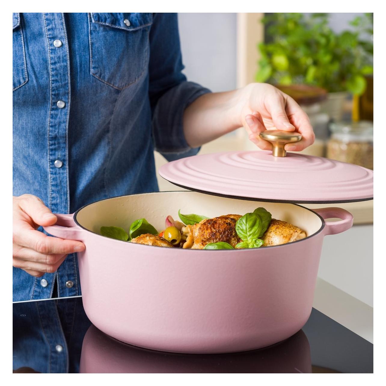 Bk Bourgogne Stoofpot Blush Pink 28cm (CC008931001), Pan + Steelpan, Roze