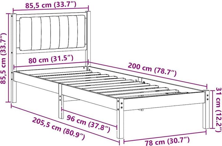 Image du produit vidaXL Holz-Bettgestell (80 x 200 cm)