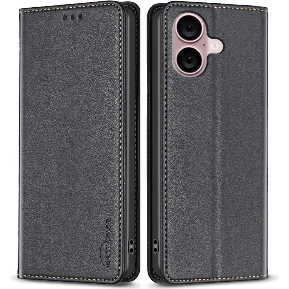 Binfen Color Flip Case Etui (Apple iPhone 16), Smartphone Hülle, Schwarz