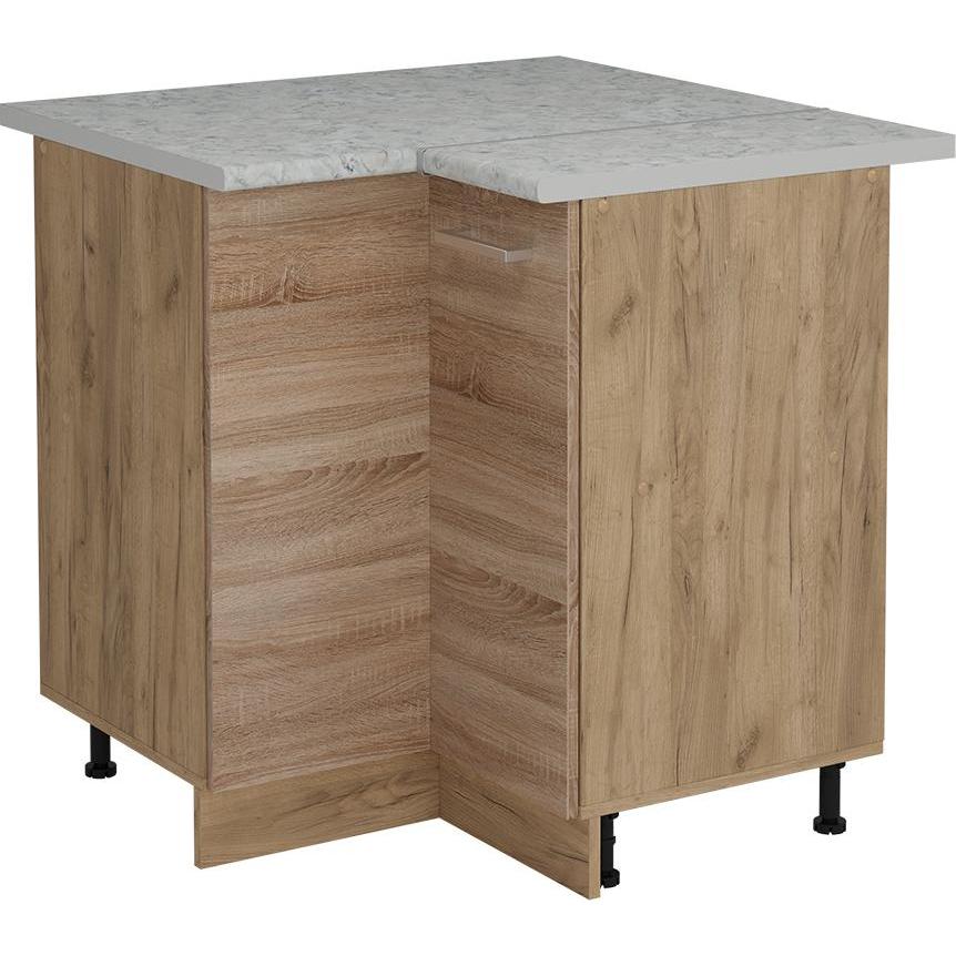 Vicco, Regal, Eckunterschrank R-Line, Sonoma/Goldkraft Eiche, 75.6 cm AP Marmor