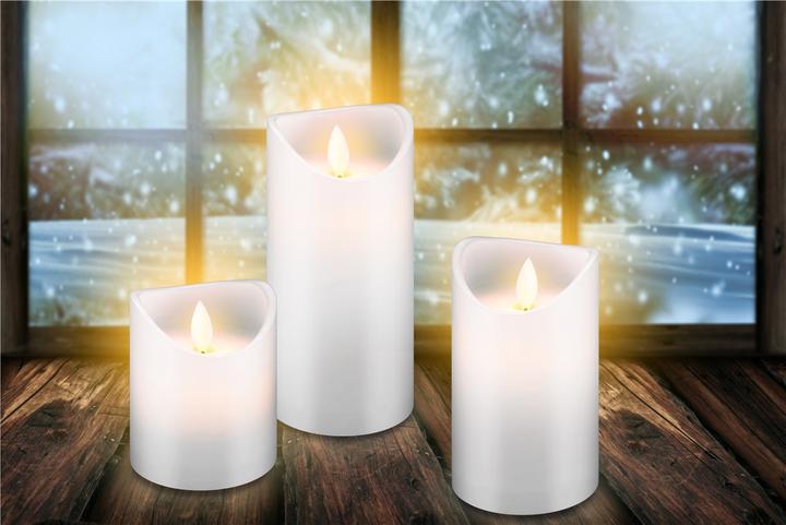 Productafbeelding Goobay LED Echte Wax Kaarsen Set van 3 Wit met Timer Functie (3 x)