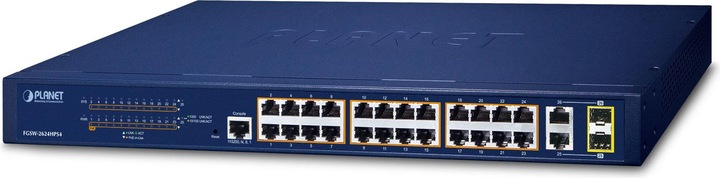 Image du produit Planet Web Smart Fast Ethernet PoE Switch 24-port RJ45 2-port SFP Half Powered Rack Mount 420W (24 Ports)