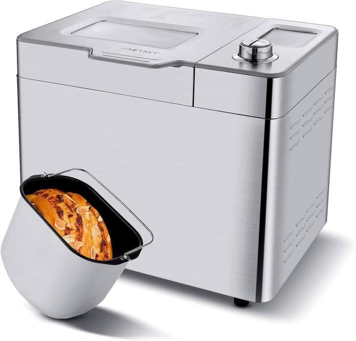 Meykey Macchina Per Il Pane Con 25 Programmi - Timer 13h, Capacità 1000g, Acciaio Inox, 550W - Foto 3