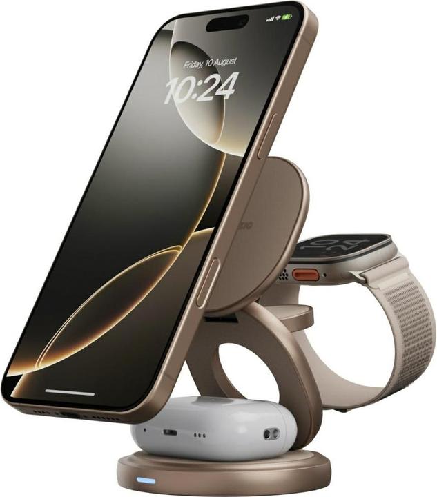 Actual product image Energea Wireless Charger Bazic Gomag Gyre Foldable 3in1 15W Fast Charging gold (15 W)