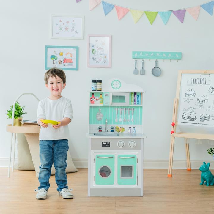 Produktbild Teamson Kids Kinderkche Madrid aus Holz Spielkche mit Interaktiven Funktionen Grau