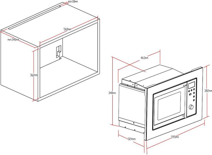 Image du produit PKM Four à micro-ondes encastrable MW800-20,8EB LxHxP 59,5 x 38,2 x 34,4 cm (20 l)
