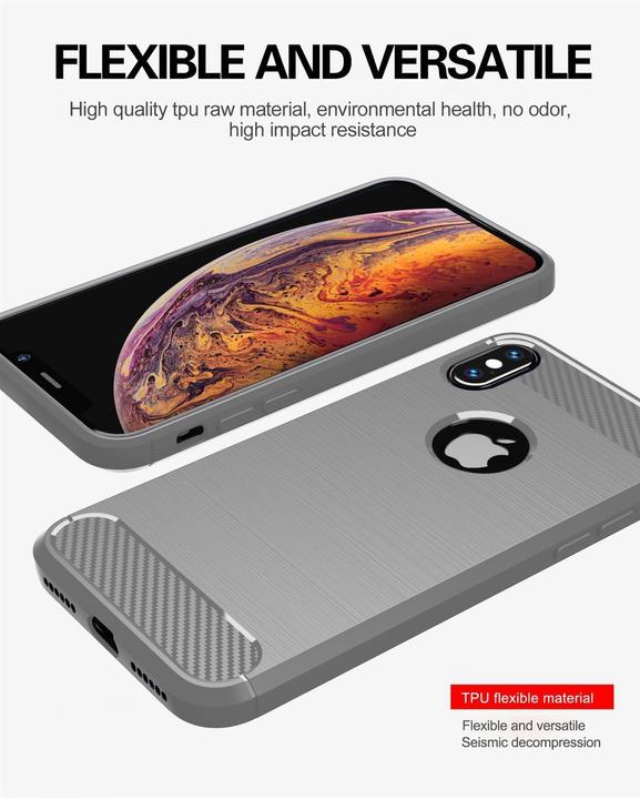 Actual product image Cadorabo TPU Ultra Slim carbon stainless steel Combi Cover (Apple iPhone XS Max)