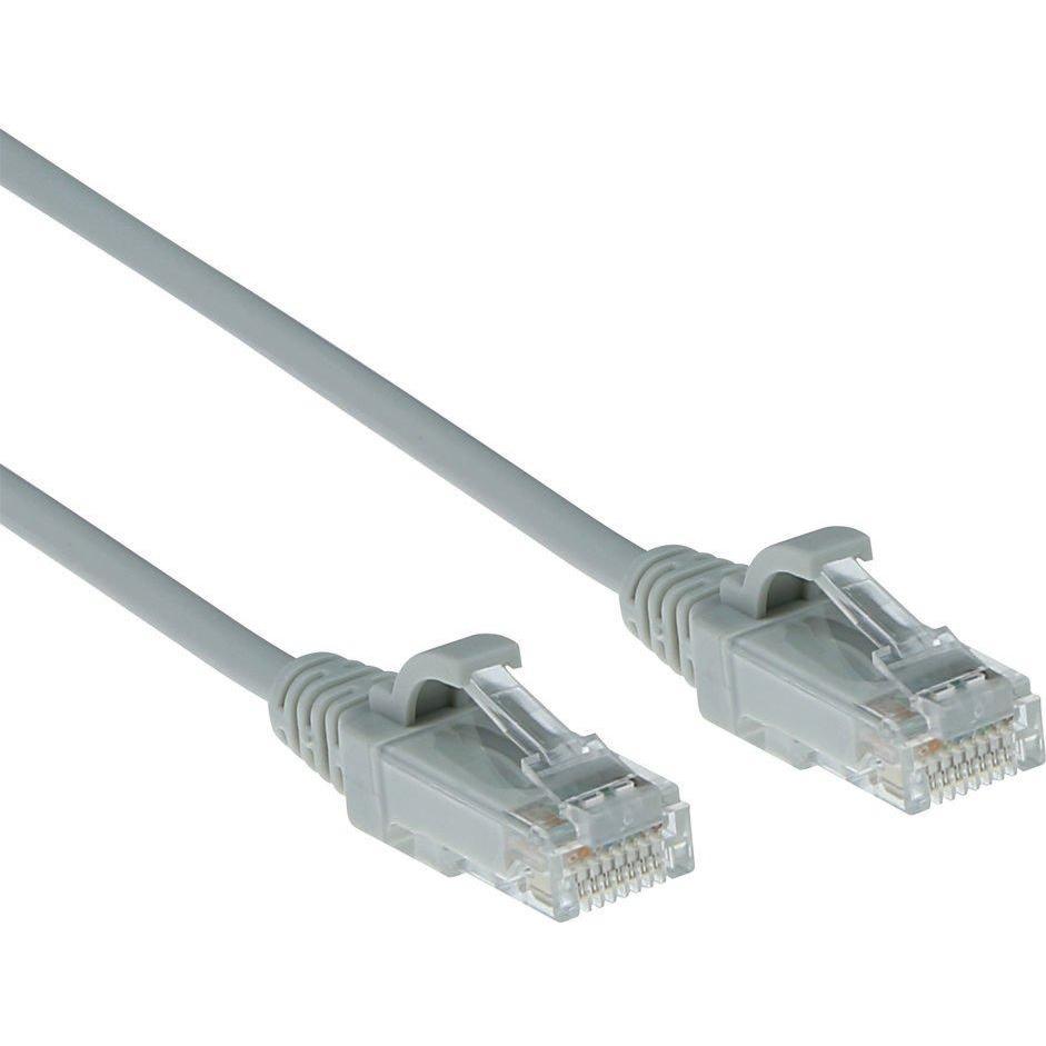 ACT Grey 0.25 meter LSZH U/UTP CAT6 datacenter slimline patch cable snagless with RJ45 connectors (U/UTP, CAT6, 0.25 m),...