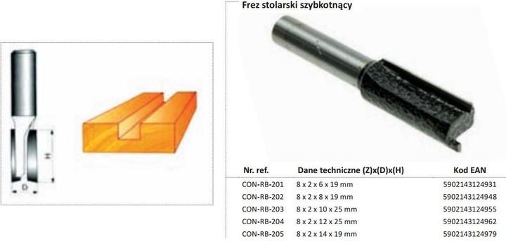 Produktbild Drel Condor Holzschneider gerade Fi = 14 x 19 mm Pfund 8mm ohne Lager