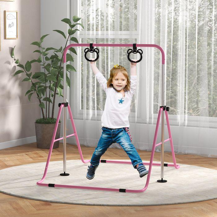Immagine prodotto Swisshandel24 Kinder Gymnastik Turnreck 5-stufige höhenverstellbar Reckstange Stahl Rosa