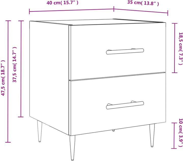 Produktbild vidaXL Nachttisch (40 x 35 x 47.50 cm)