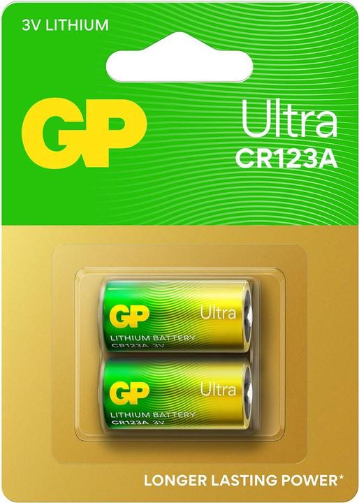 GP Batteries GP Ultra Lithium Battery CR123A, 3V, 2-pack (2 Stk., RCR123A, 1500 mAh)