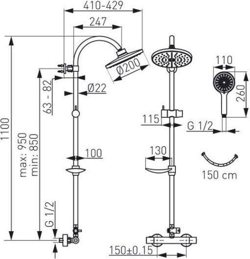 Produktbild FERRON Shower Set Thermostat Mixer Np71-Trm7u