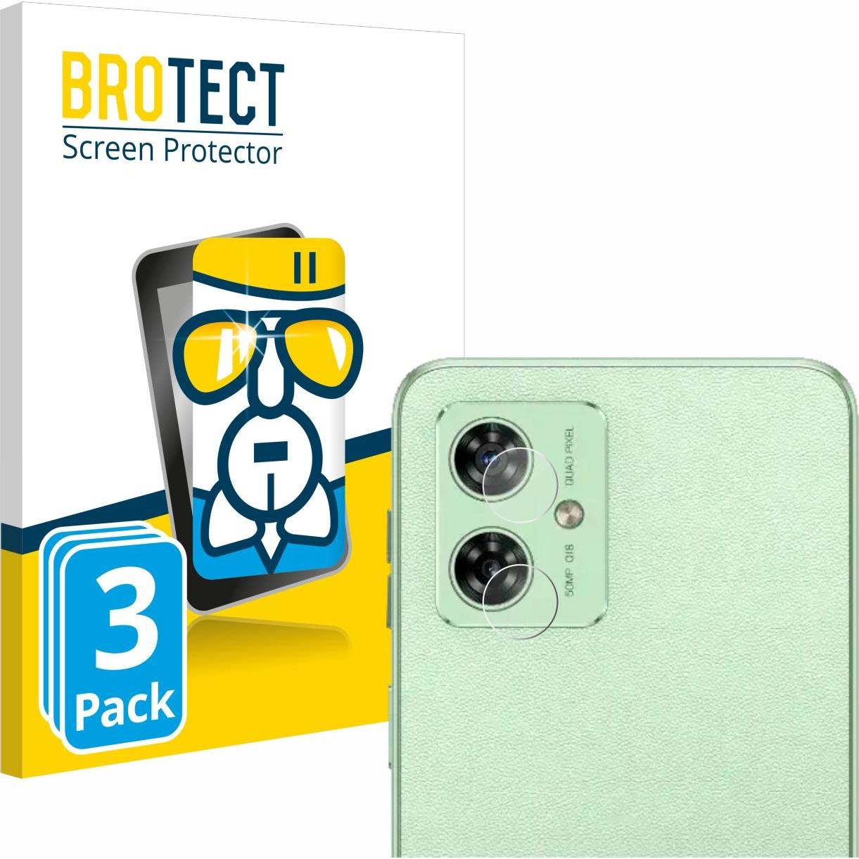 BROTECT AirGlass Panzerglasfolie (3 Stück, Motorola Moto G54), Smartphone Schutzfolie, Transparent