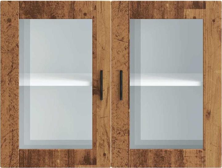 Image du produit VidaXL Armoire suspendue de cuisine avec porte en verre Porto aspect vieux bois Armoire murale de cuisine (80 x 31 x 60 cm)