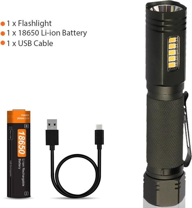 Actual product image Nicron Torch with powerful white light 1000 lm and a strong magnet