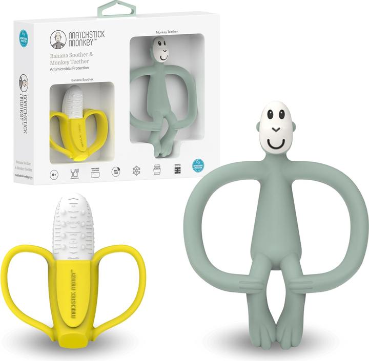 Matchstick Monkey Banana & monkey teething ring gift set