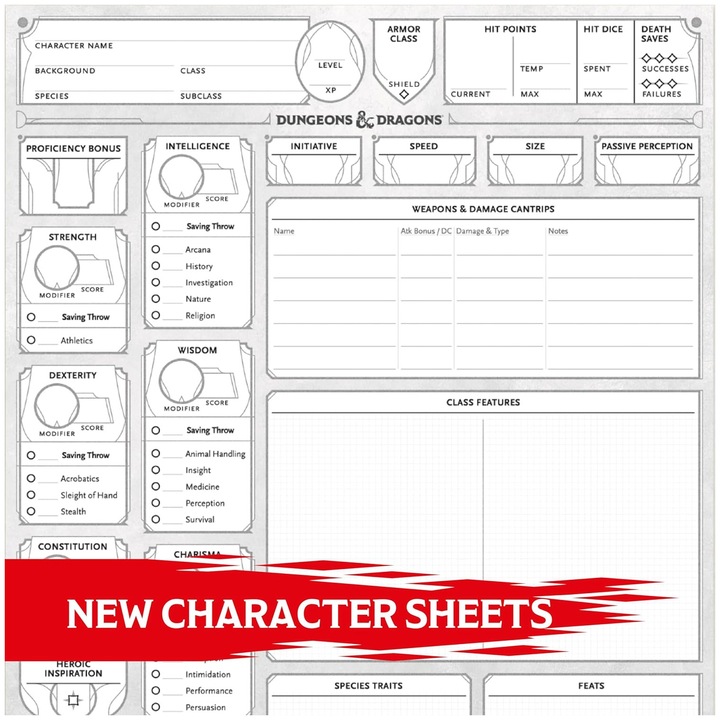 Produktbild Wizards of the Coast Dungeons & Dragons RPG Charakterbögen 2024 englisch