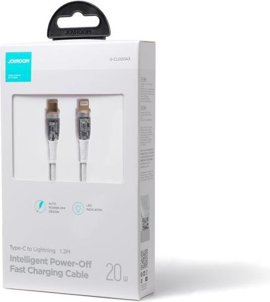 Actual product image Joyroom S-CL020A3 Intelligent Power-Off Fast Charging Cable Type-C to Lightning 20W 1.2m-White (1.20 m, USB 2.0, 20 W)