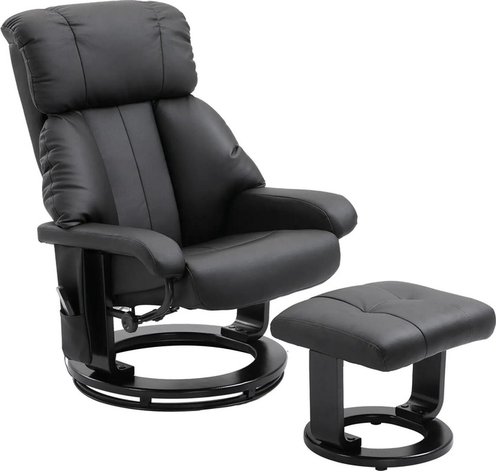 Actual product image Swisshandel24 Massage chair reclining function with stool velvety polyester black 76x80x102cm