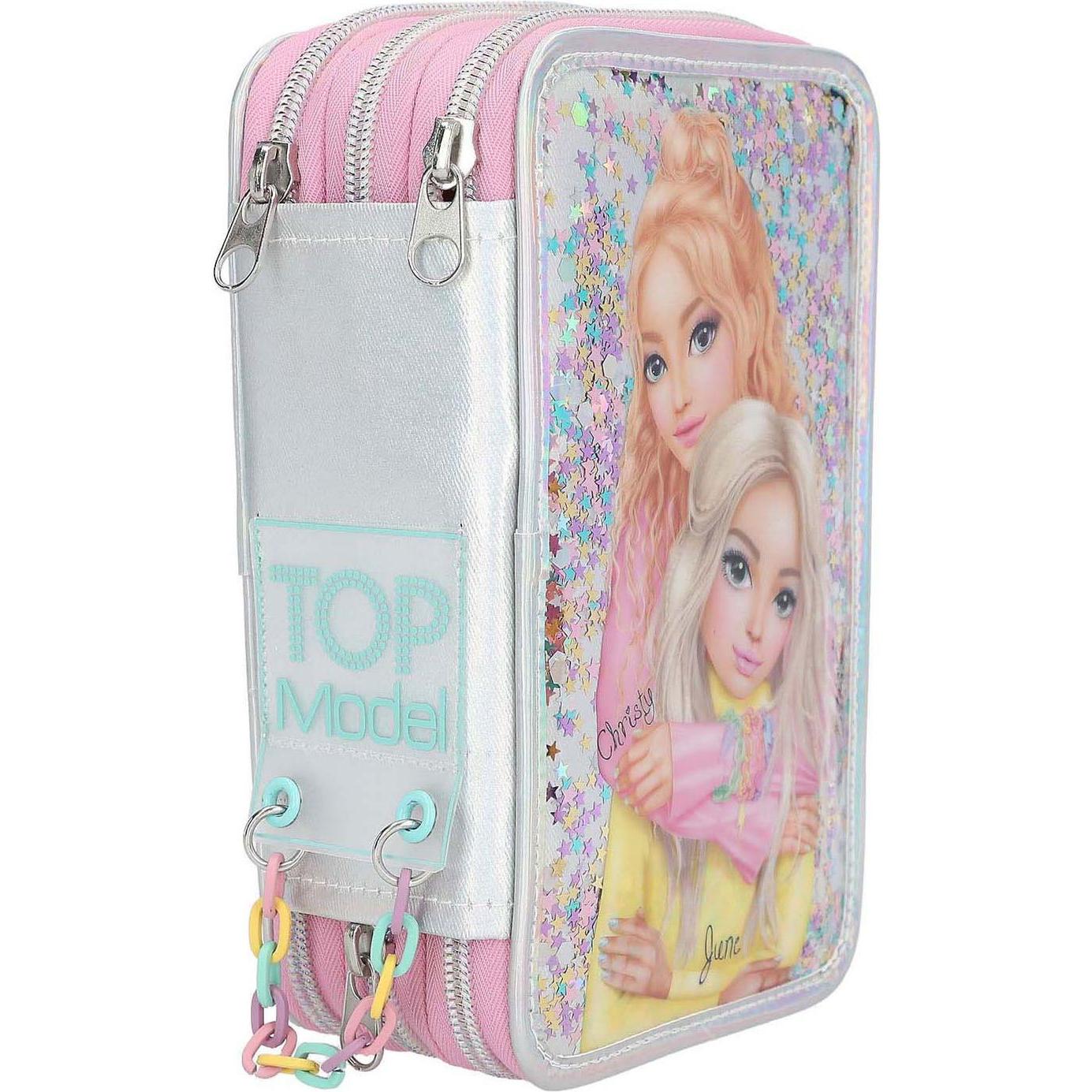 Thumbnail - Magni, Etui, Depesche TOPModel Federtasche ELECTRIC 3-Fach gefüllt silber 7,5x13x20cm