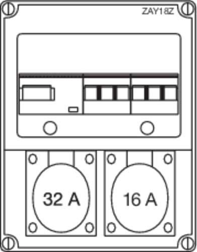 Hager Socket outlet combination 1 CEE socket outlet16A 5-pin 1 CEE 32A 5-pin