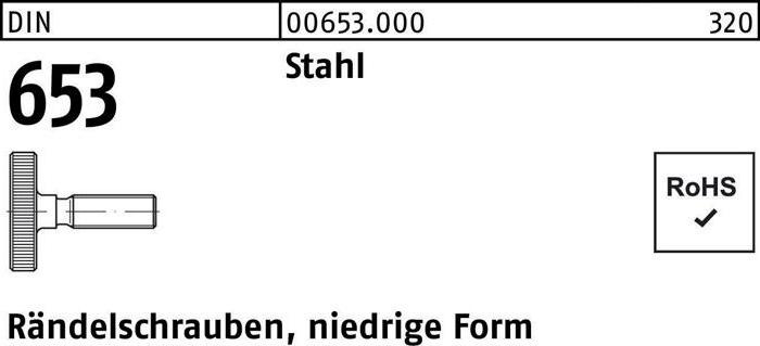 Produktbild Rändelschraube DIN 653 niedrige Form M 6 x 25 Stahl Stahl