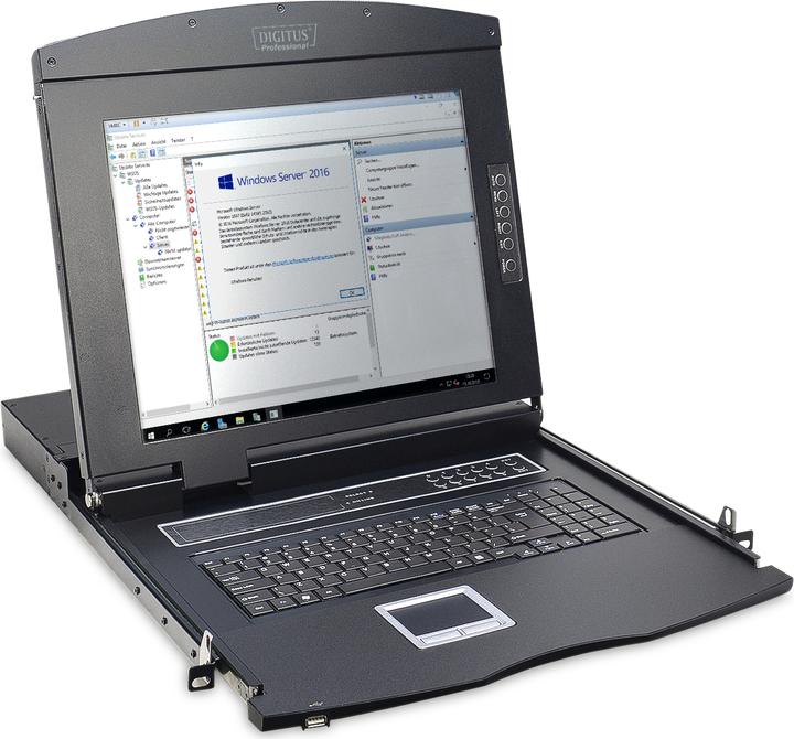 Digitus Modulare Konsole mit 17" TFT (43,2cm), 16-Port KVM & Touchpad, UK-Tastatur