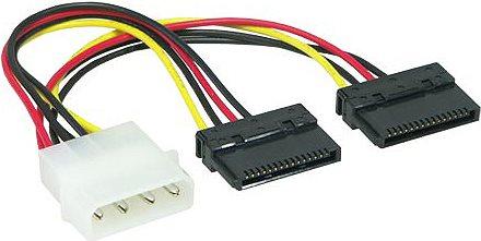Produktbild Good Connections Y-Stromkabel 1x 4pin Stecker an 2x 15pin, Länge: ca. 15cm, ® (15 cm, SATA)