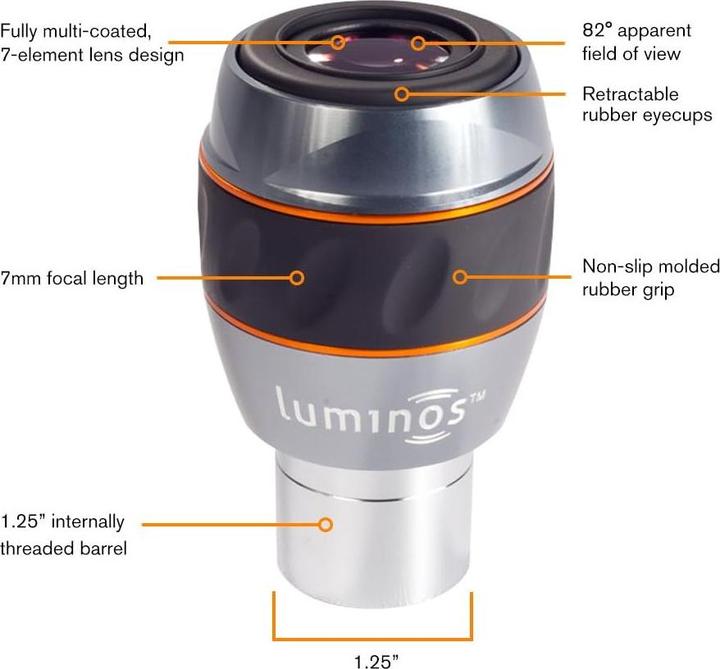 Produktbild Celestron Okular 7mm Luminos 82° 1.25"" (7 Millimeter)