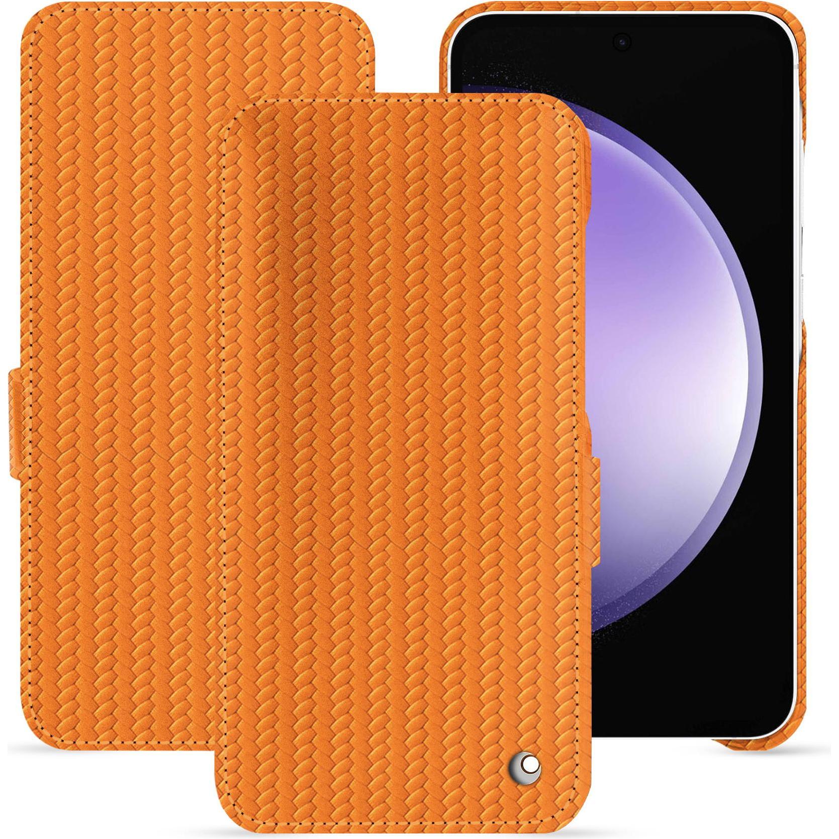 Noreve Lederschutzhülle horizontal (Samsung Galaxy S23 FE), Smartphone Hülle, Orange