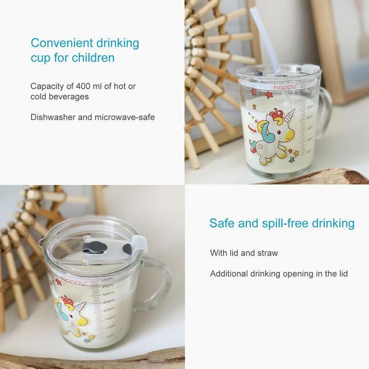 Produktbild Intirilife Kinder Trinkbecher mit Deckel, Skala und Strohhalm