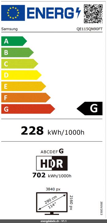 Label énergétique Samsung QE115QN90F (115", QN90F, NeoQLED, Mini-LED, 4K, 2025)