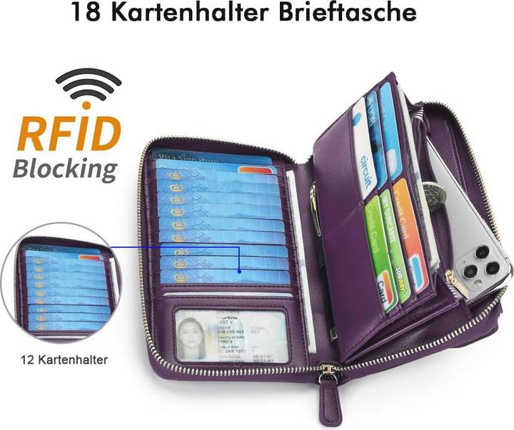 Immagine prodotto Only-Bags.Store Kleines Portemonnaie mit Kreditkartenfächern, Handytasche mit Reissverschluss um 2 Riemen