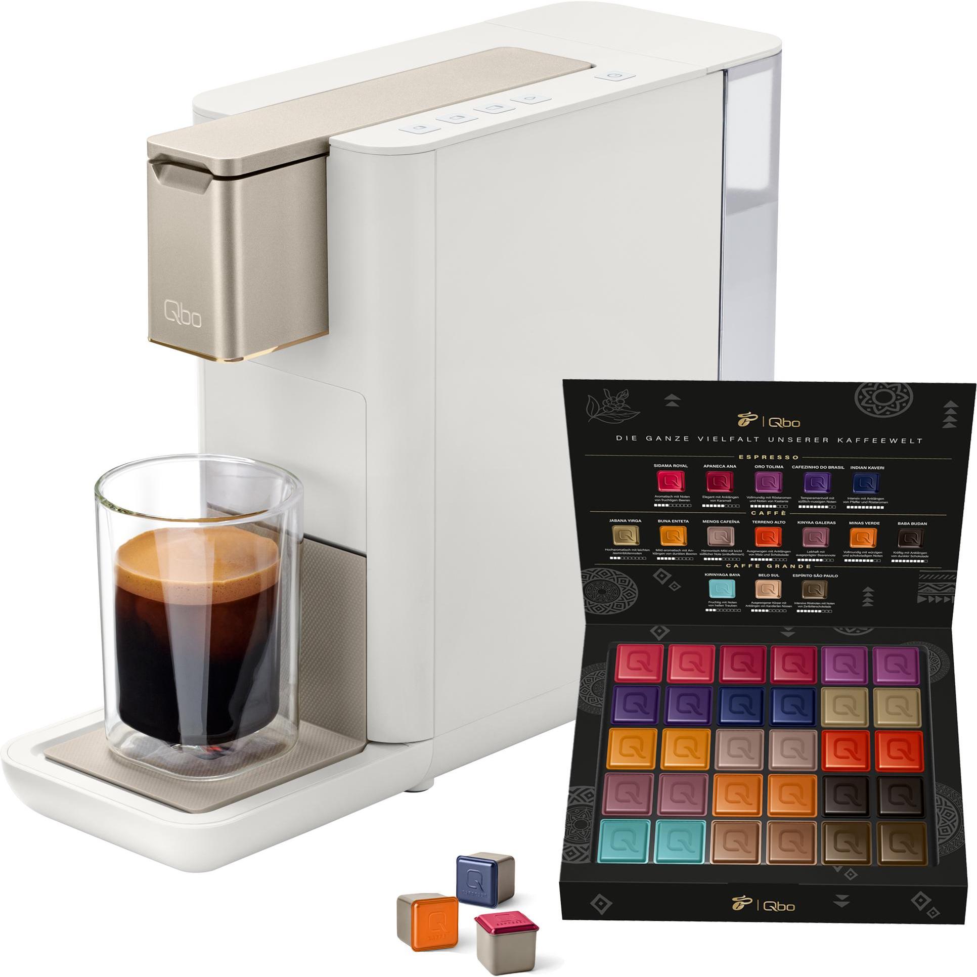 Tchibo Qbo ICONIC Kapselmaschine inkl. 30 Kapseln, Light Gold, Kapselmaschine