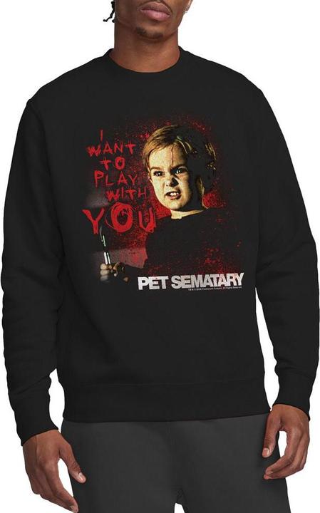 Actual product image Pet Sematary Unisex Adult I Want To Play Sweatshirt (S)