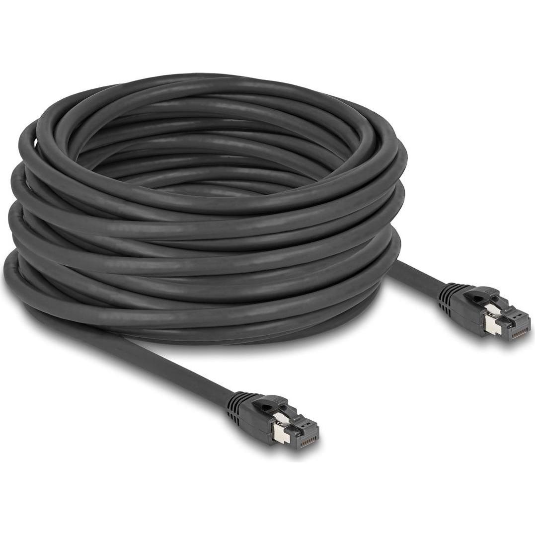 Delock RJ45 Netzwerkkabel Cat.8.1 S/FTP 15 m bis 40 Gbps schwarz (S/FTP, CAT8.1, 15 m), Netzwerkkabel