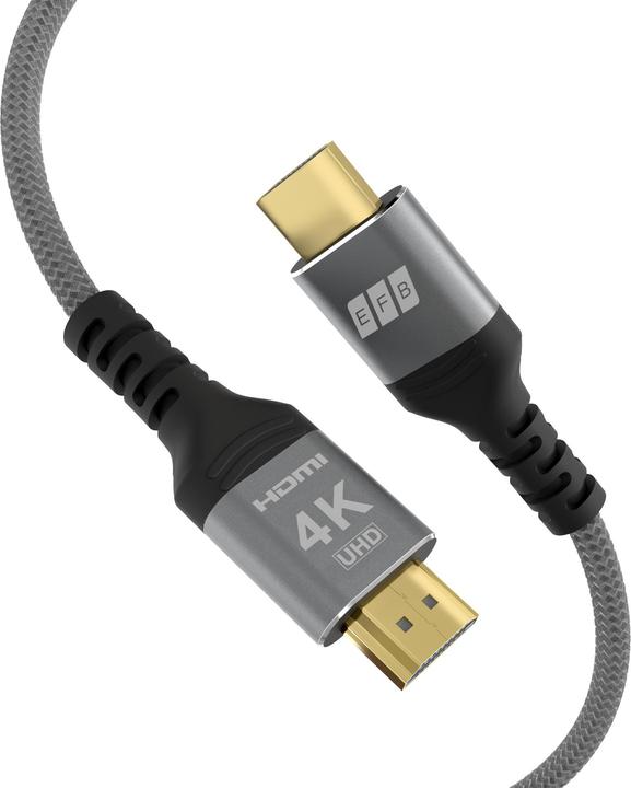 Actual product image EFB Elektronik EFB HighSpeed HDMI Cable with Ethernet 4K60Hz 18 Gbit/s 1m gray compatible with HDMI 2.0 (1 m)