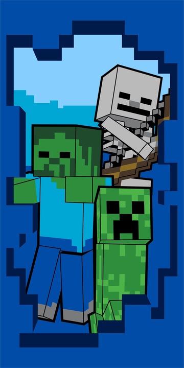 Actual product image Jerry Minecraft Zombie Creeper Towel Beach Towel 70x140cm (70 x 140 cm)
