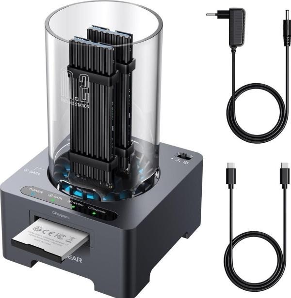 Image du produit Graugear Docking + lecteur de cartes pour 1x M.2 NVMe, 1x M.2 NGFF, 1x CF-Express